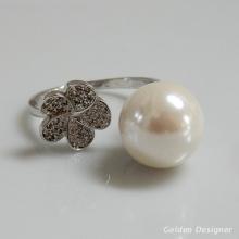 开口式花朵珍珠戒指