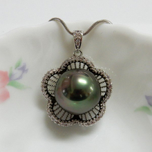 黑色貝殼珍珠飾品套組(項鍊+耳環)