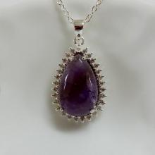 925純銀水滴型紫水晶項鍊